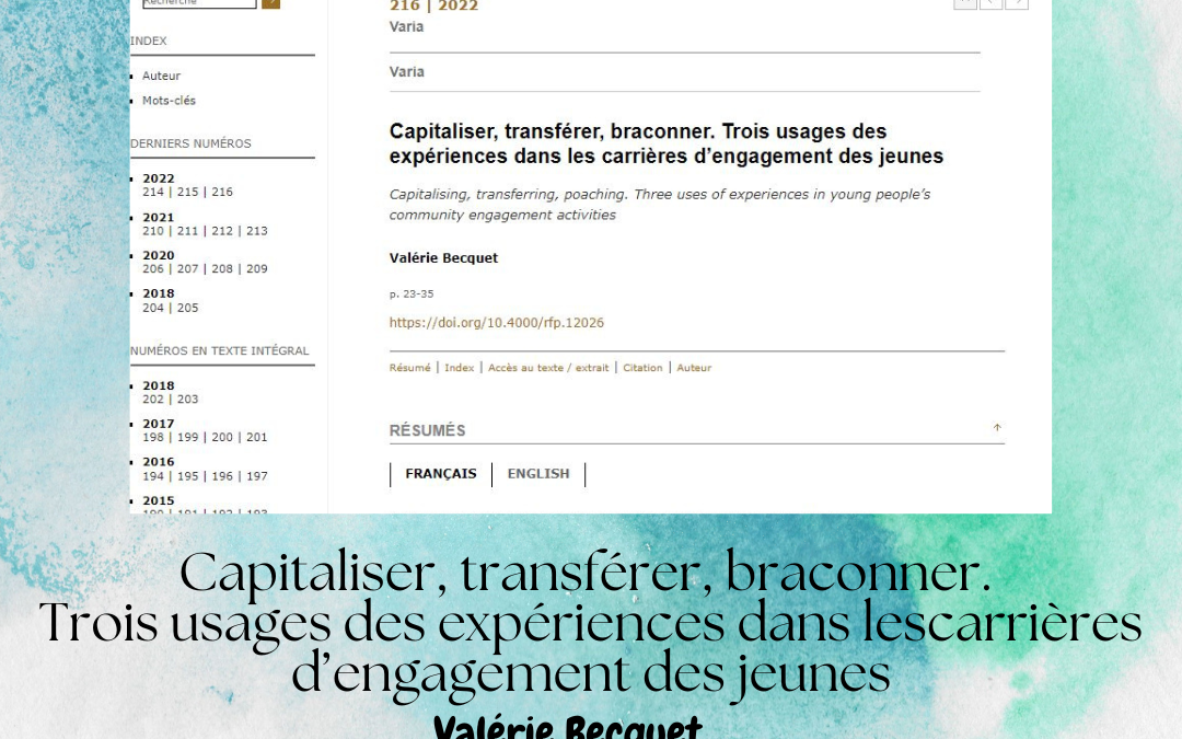 Capitaliser, transférer, braconner. Trois usages des expériences dans les carrières d’engagement des jeunes