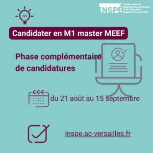 Phase complémentaire de candidatures en M1 masters MEEF 
