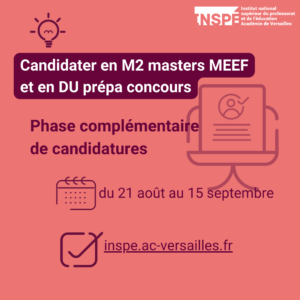 Phase complémentaire de candidatures en M2 masters MEEF et DU prépa concours